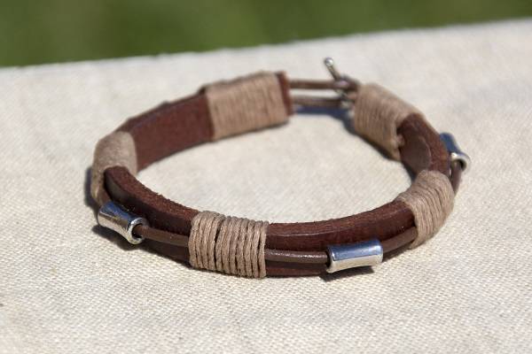 hemp and leather cord bracelet