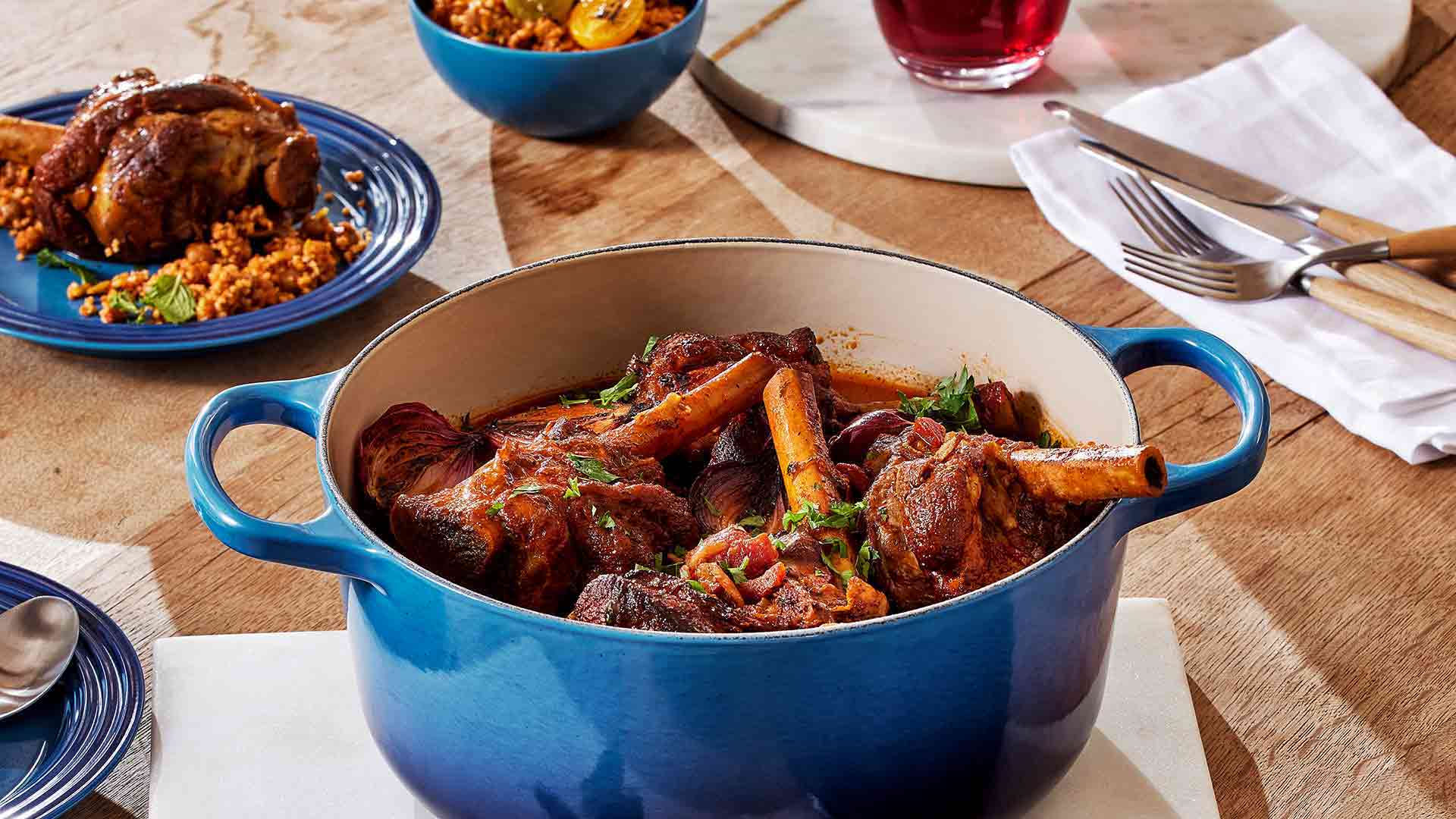 Tagine Style Pulled Lamb Shanks with Cucumber Yoghurt | Minimax