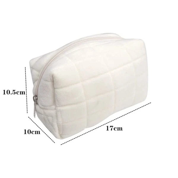 Plush Makeup Bag Checkered Cosmetic Bag Cosmetic Travel Bag - Image 12