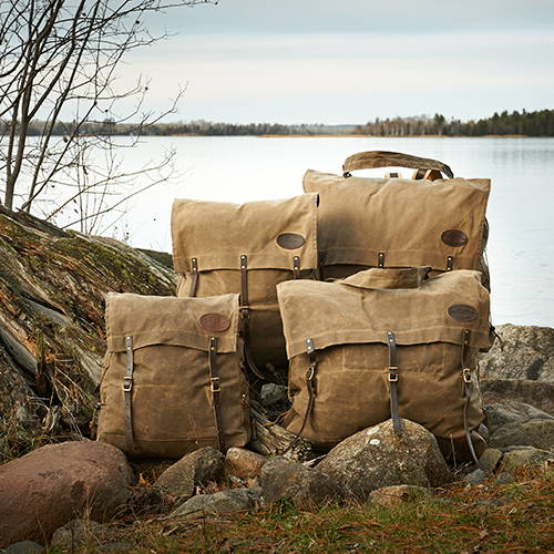 multiple canoe packs outside