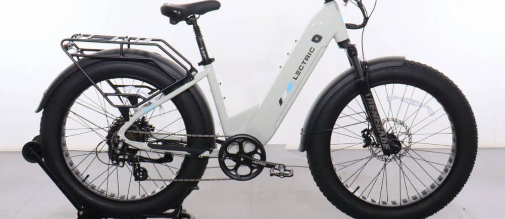 a Lectric XPeak step through electric fat tire bike