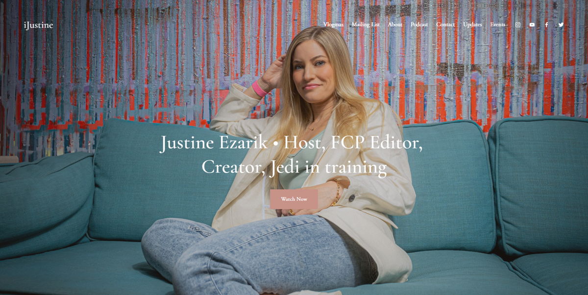 Screenshot of iJustine, from the influencer websites collection.