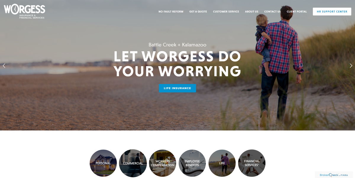 Screenshot of Worgess Insurance, from the insurance agent websites collection.