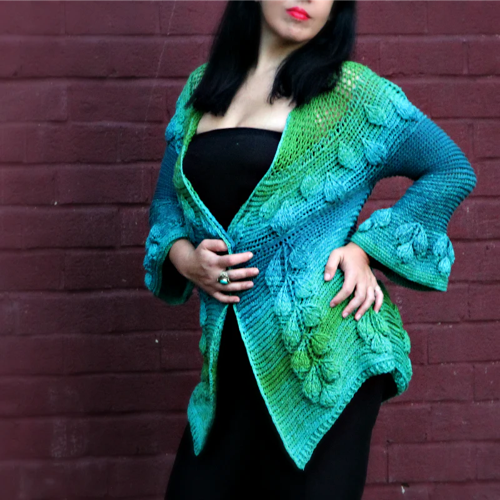 Embossed Leaves Seamless Cardigan