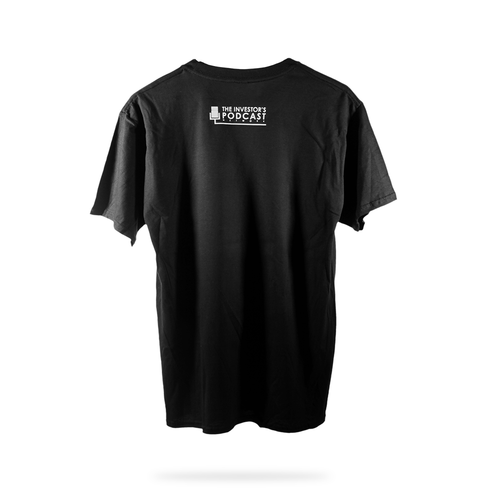 nape The investors podcast client logo direct to film printing on black 100% Cotton round neck shirt