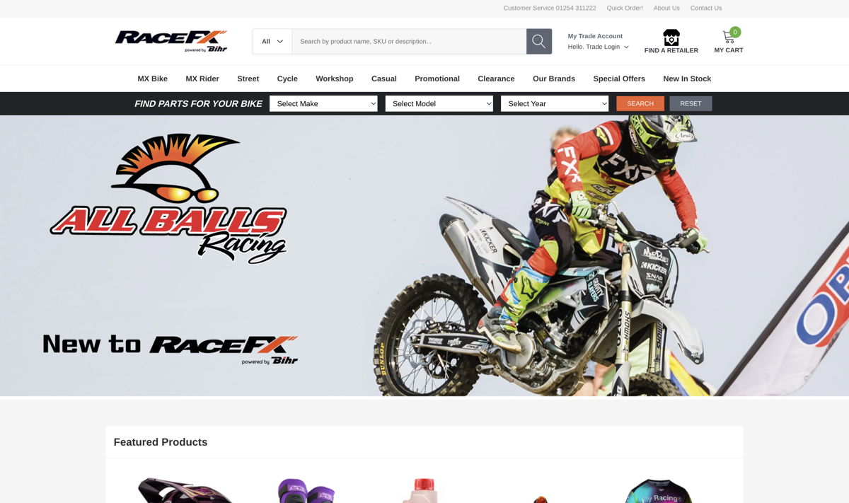 Screenshot of Race FX, from the ecommerce websites collection.