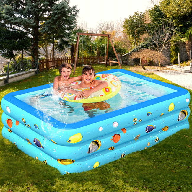 Inflatable Swimming Pool Family Full-Sized Inflatable Pools Thickened Family Lounge Pool for Toddlers, Kids & Adults Oversized Kiddie Pool Outdoor Blow Up Pool for Backyard, Garden