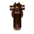 a brown plastic pipe with a yellow dot