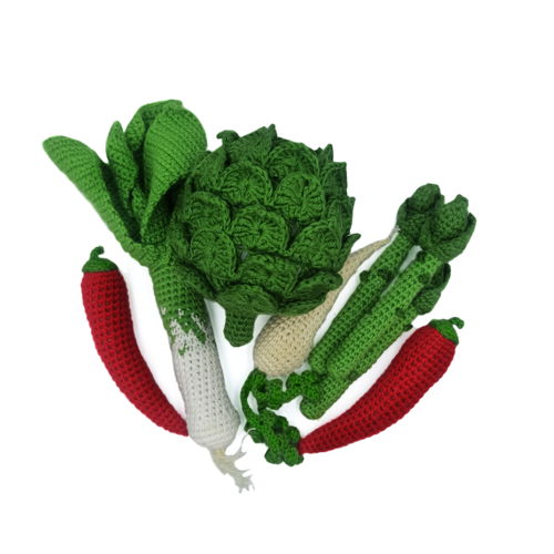 ALL VEGETABLES crochet patterns PDF - Farmer's Market - Play food amigurumi toy. Crochet food digital pattern. Crochet vegetables market bag
