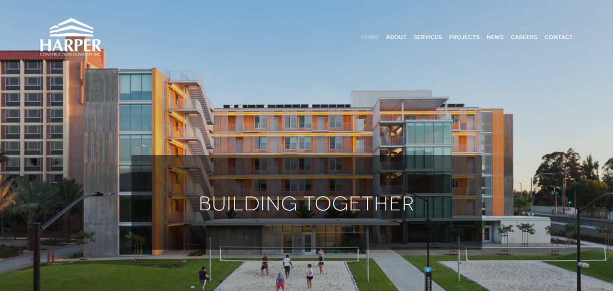 Screenshot of Harper Construction Company, from the service websites collection.