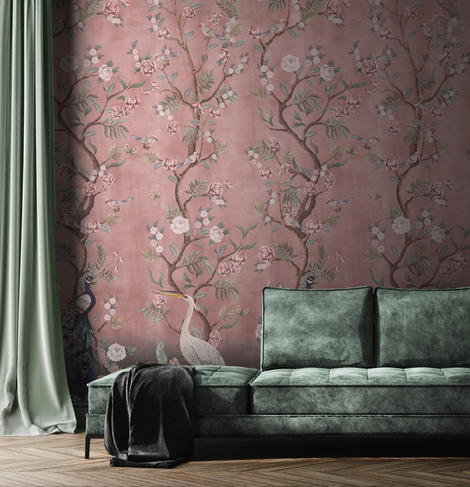 Pink Beautiful Chinoiserie Wallpaper pattern image