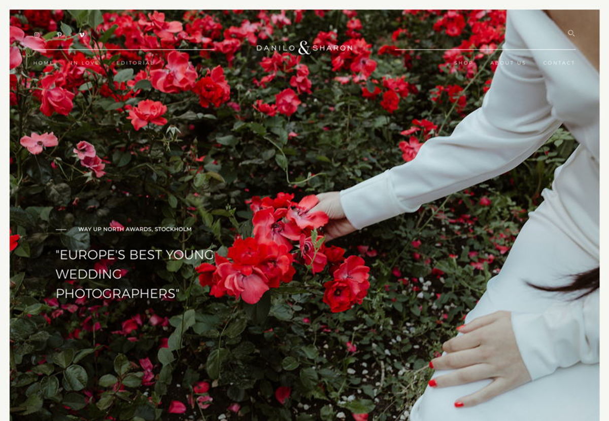 Screenshot of Danilo and Sharon, from the wedding photography websites collection.