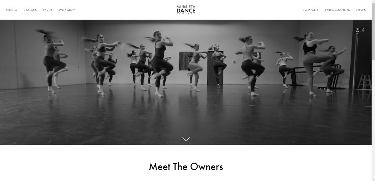 Screenshot of Murrieta Dance Project, from the dancer websites collection.