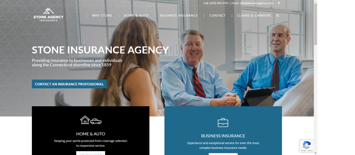 Screenshot of Stone Insurance Agency , from the insurance agent websites collection.