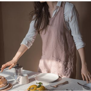 The Bella Linen Pinafore-Apron - Petite - Dusk