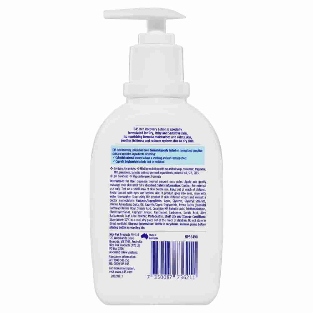 E45 Itch Recovery Moisturising Lotion 250ml - Image 3