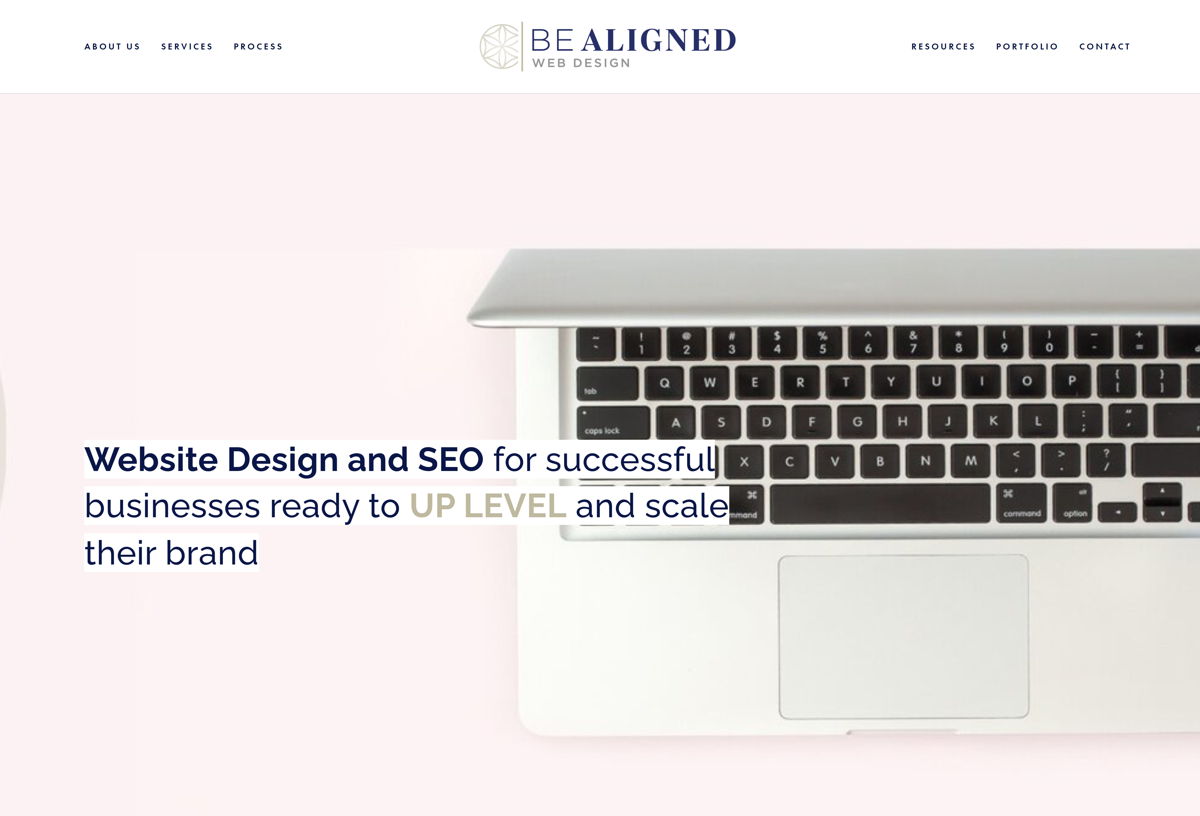 Screenshot of Be Aligned, from the squarespace websites  collection.