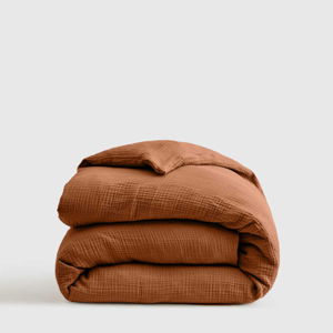 Organic Airy Gauze Duvet Cover Set | Quince, Queen, Terracotta