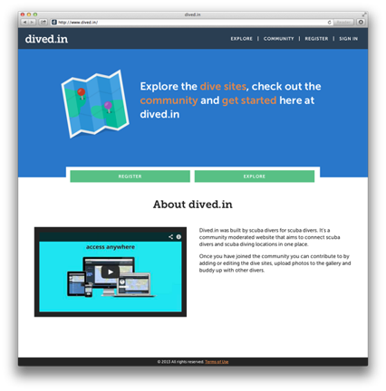 Dived.in home page