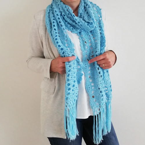 "Wild Blue Yonder" crochet scarf