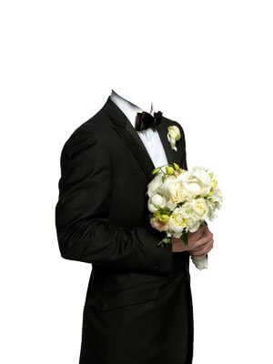 Фотошоп PSD исходник для монтажа - жених с букетом