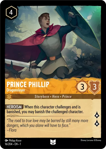 Prince Phillip card from Disney's Lorcana: The First Chapter.