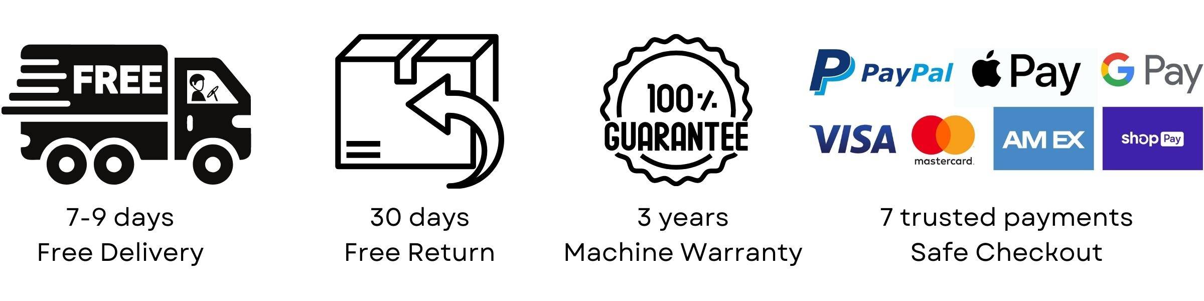Free shipping in the United States 30-day return, 36-month machine, 7-year cutter warranty Guaranteed safe checkout with Paypal and other trusted payments Specialized in manufacturing paper shredders since 2005
