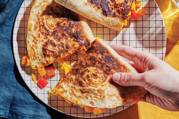 Quesadillas végétaliennes à la courge rôtie