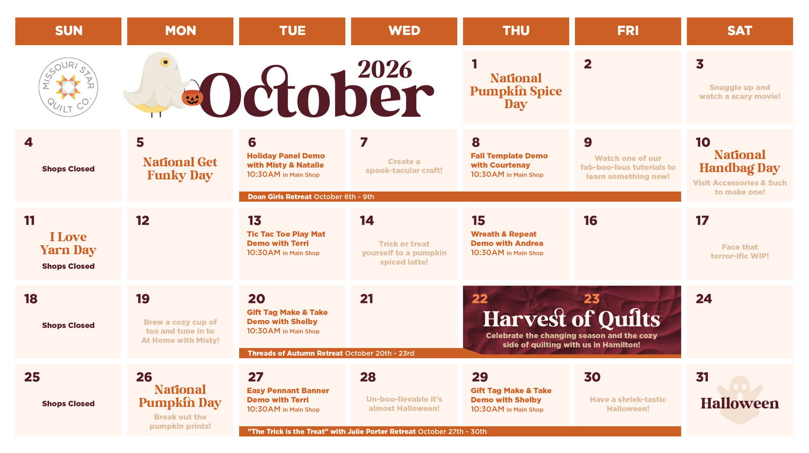 July 2026 Hamilton Mo events Calendar Missouri Star