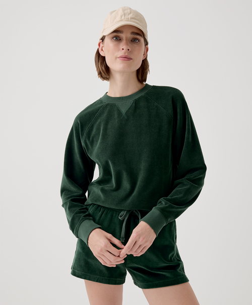 Women's Cotton Velour Crew Pullover