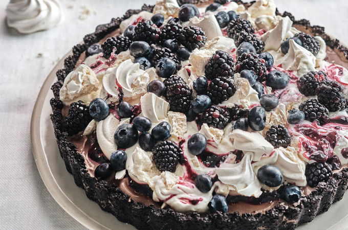Tarte glacée au chocolat, Eton mess aux mûres