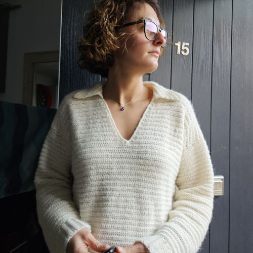 Collared V neck sweater - crochet pattern