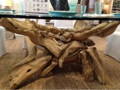 detail of driftwood dining table