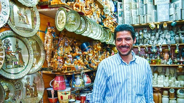 Shopkeeper in the Khan el-Khalili Bazaar, Cairo, Egypt