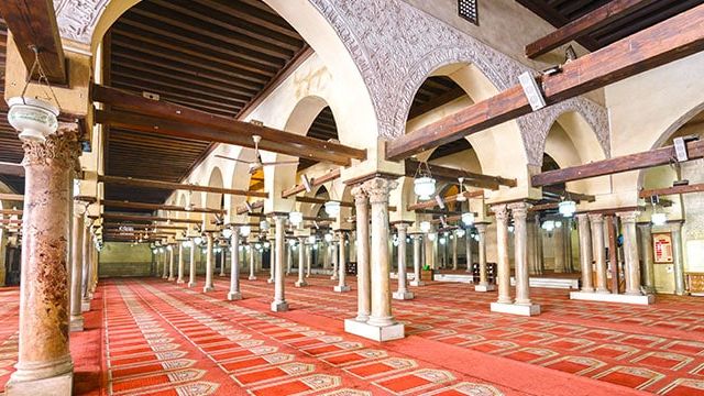 Prayer hall in the Al-Azhar Mosque in Cairo, Egypt