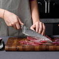 Seido japanese kitchen Chef knife cutting meat