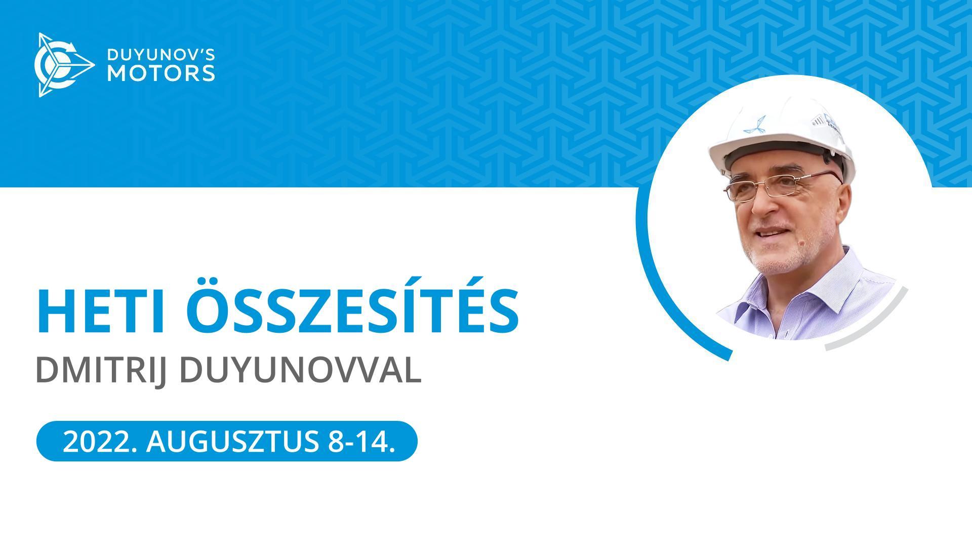 „Duyunov Motorok" projekt heti összesítése