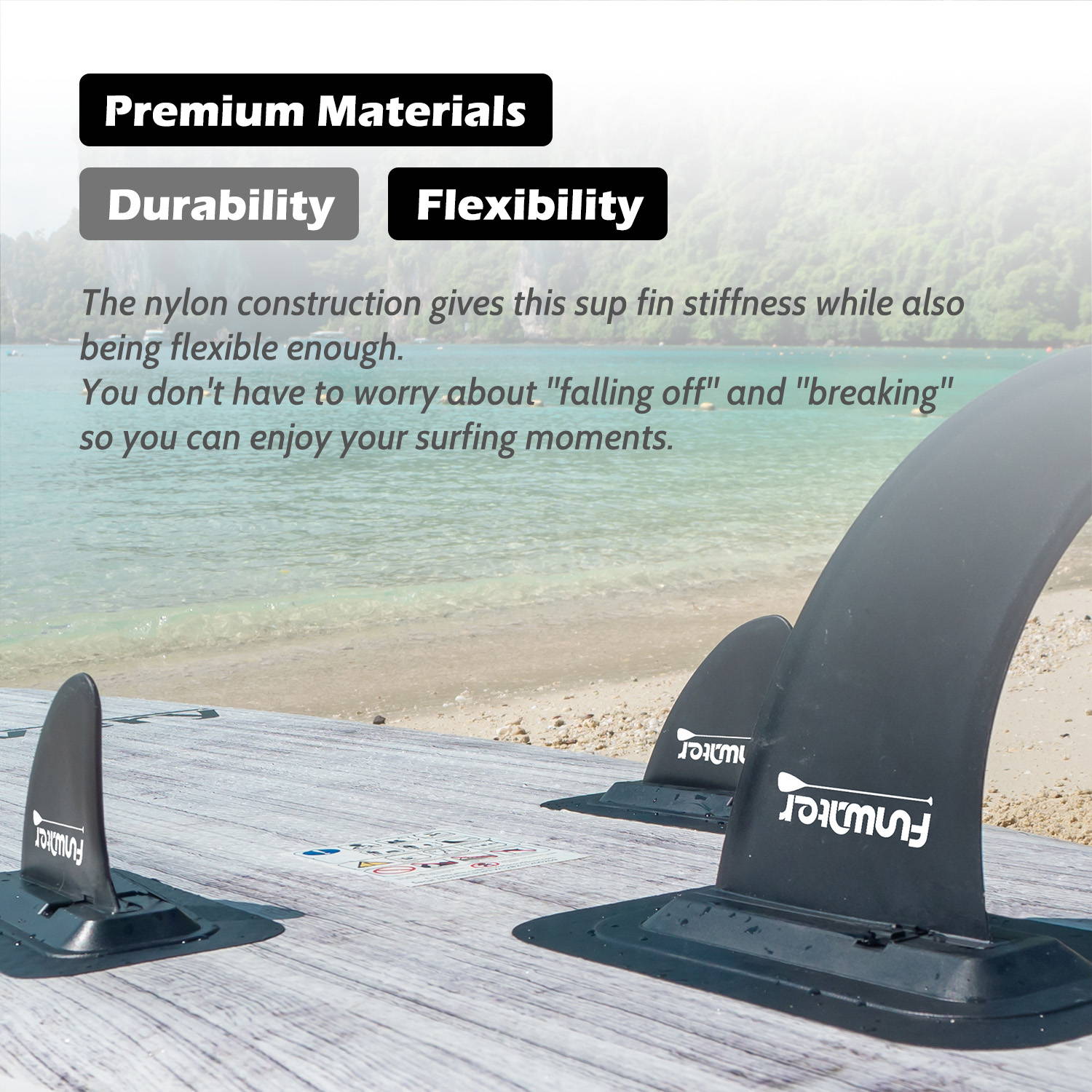 Funwater fins used on inflatable paddle board are made by premium materials