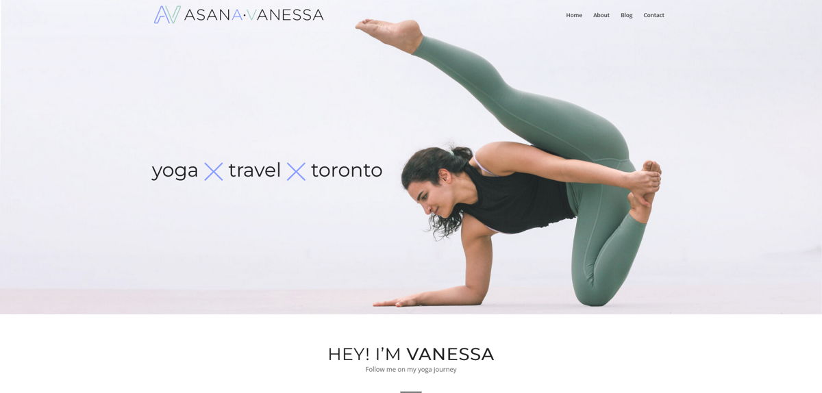 Screenshot of Asana Vanessa, from the personal trainer websites collection.