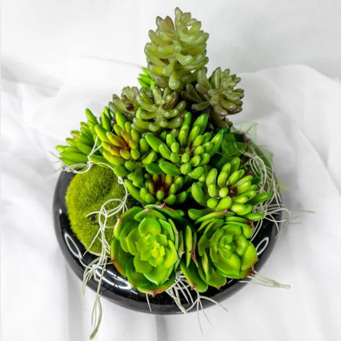 Rosette Lotus Succulent (6 Pack) - Realistic Artificial Flowers and Greenery - Image 2