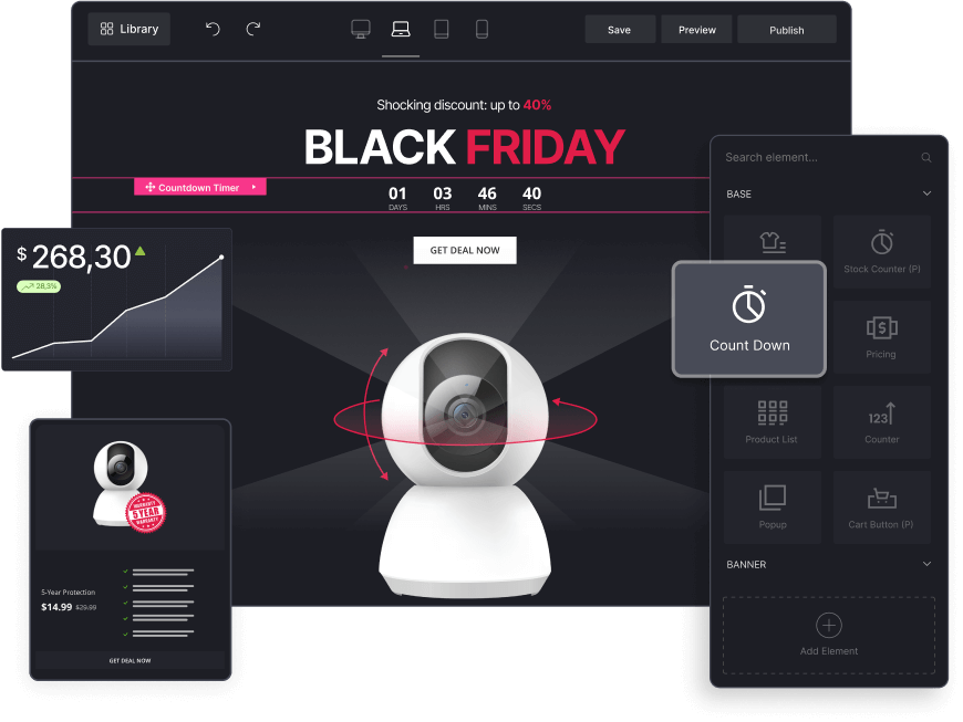 Launch effective landing pages for any purpose