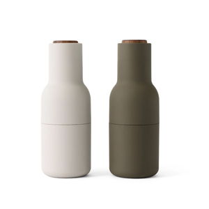 Audo Copenhagen Bottle Grinder, 2 Pcs. | Color: Hunting Green/Beige w. Walnut Lid
