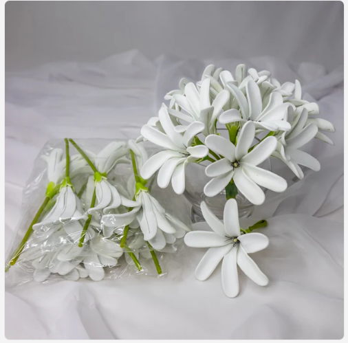 Tahitian Gardenia Flowerhead (6 Pack) - Realistic Artificial Flowers - Image 2