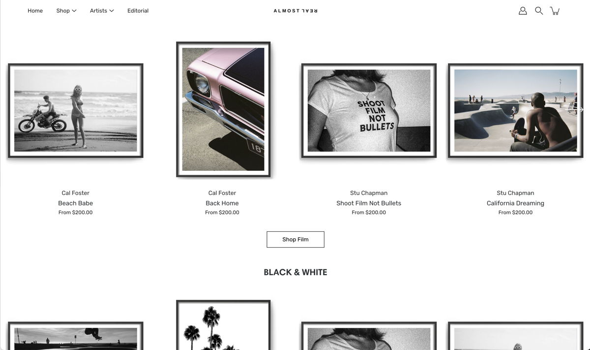 Screenshot of Almost Real, from the photography websites collection.
