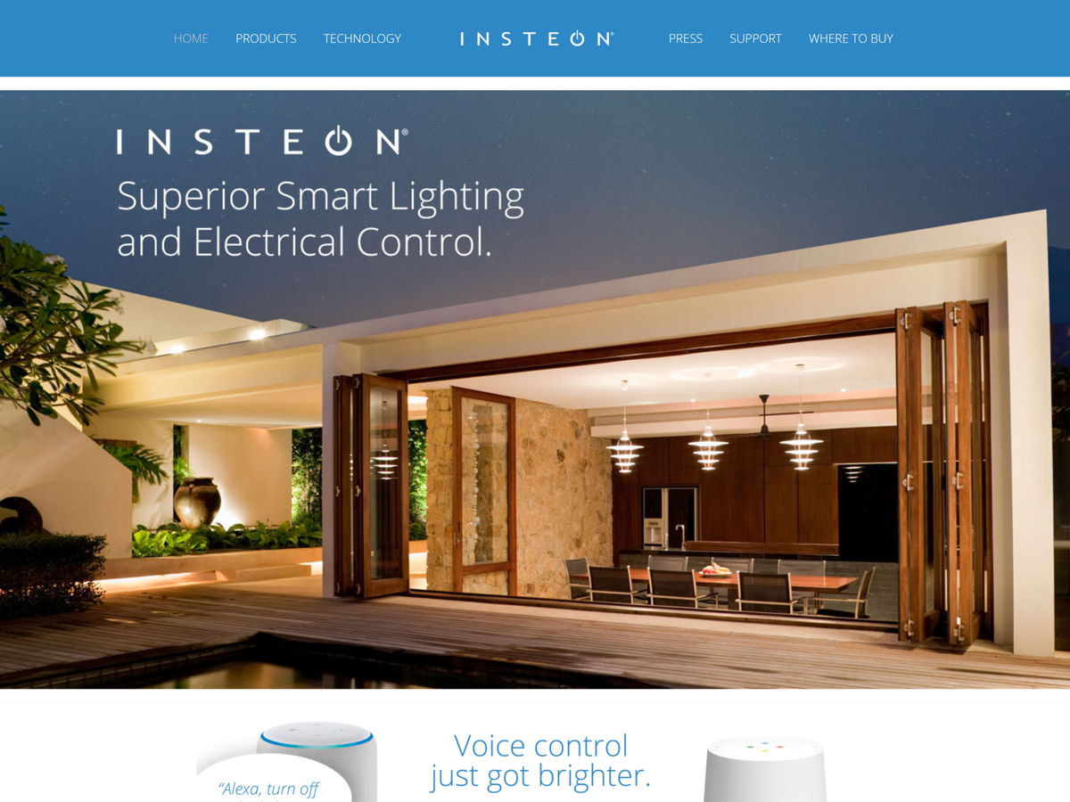 Screenshot of Insteon, from the ecommerce websites collection.