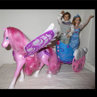 Barbie Pferd Pegasus Kutsche Prinz & Prinzessin