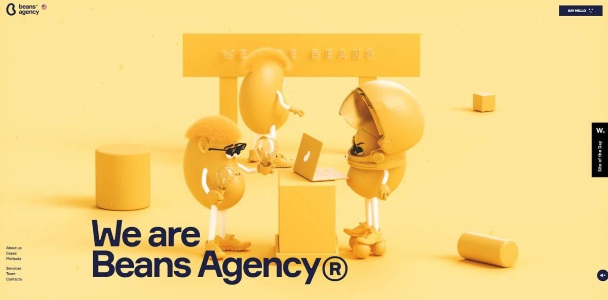 Screenshot of Beans Agency, from the advertising & marketing agency websites collection.