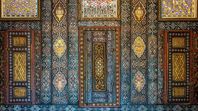 Ornate cupboard in the Syrian Hall, Manial Palace, Cairo, Egypt
