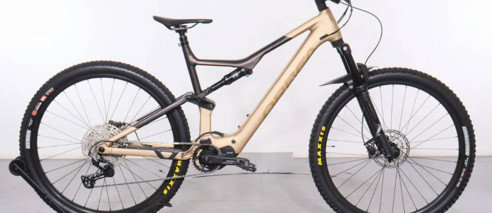 an Orbea Rise H30 full suspension electric mountain bike