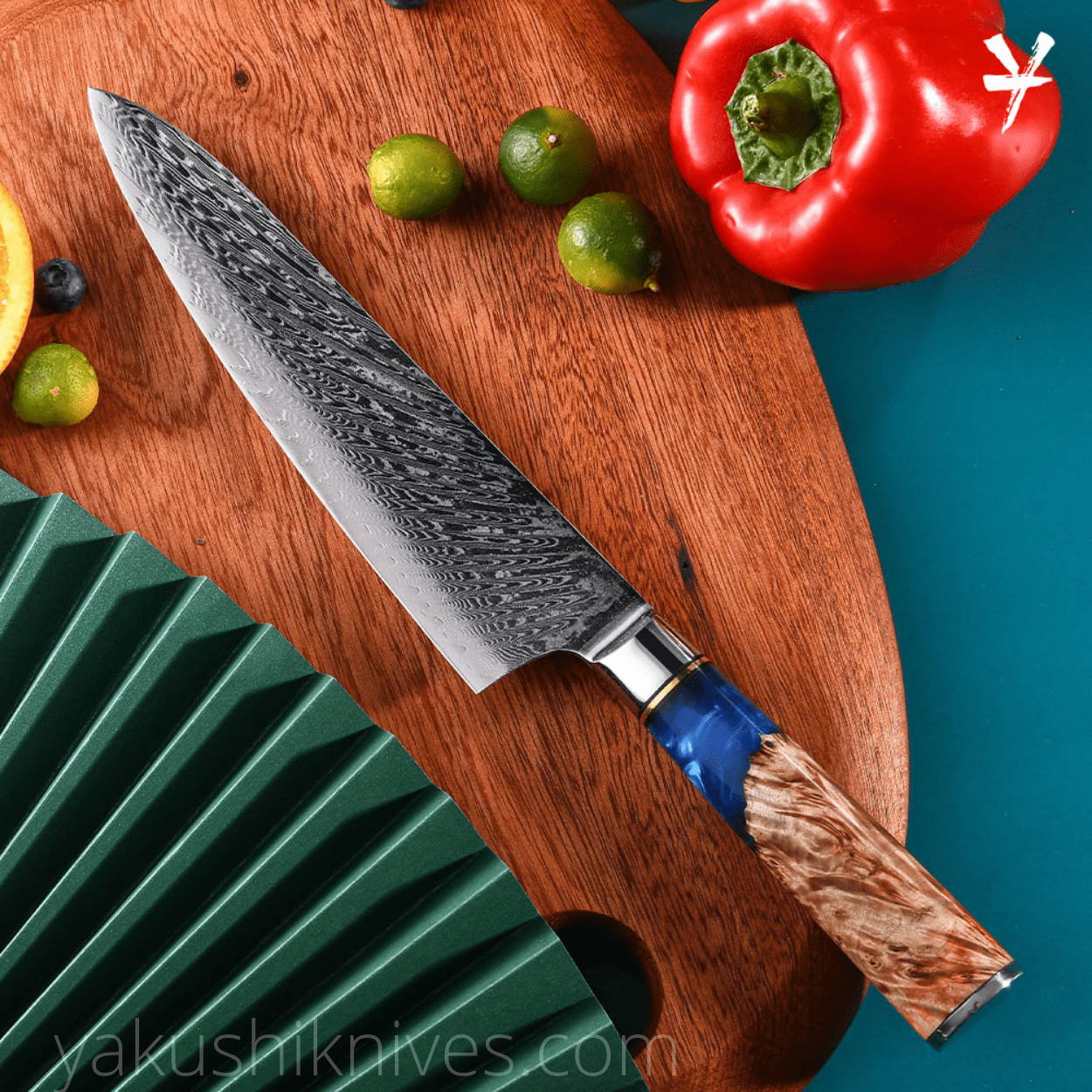 Damascus chef knife, Damascus steel knife, japanese chef knife, best japanese kitchen knife, professional damascus knife
